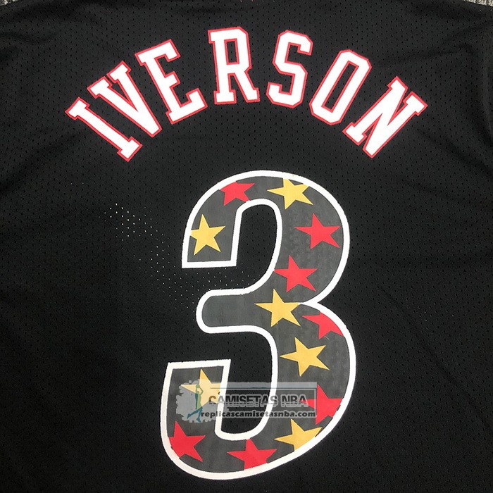 Camiseta Manga Corta Philadelphia 76ers Allen Iverson NO 3 Negro2